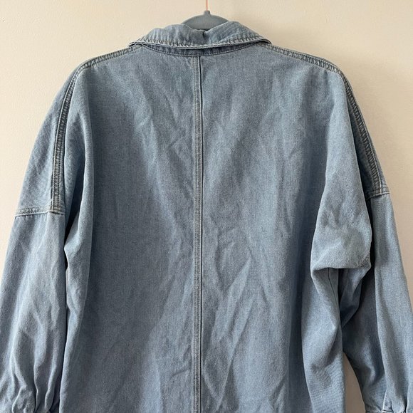 Pretty Little Thing Long Sleeve Lightwash Denim Jean Dress US sz 4 UK sz 8 - Picture 9 of 12